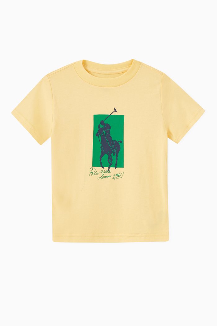 

Polo Logo Print T-shirt in Cotton, Yellow