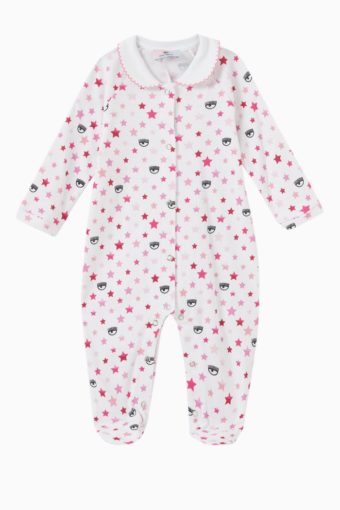 

Rainbow Stars & Eyes Onesie in Chenille, White