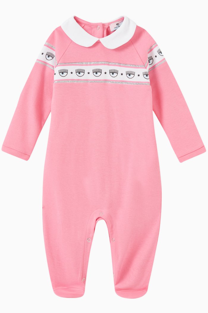 

Maxi Logomania Sleepsuit in Cotton Jersey, Pink