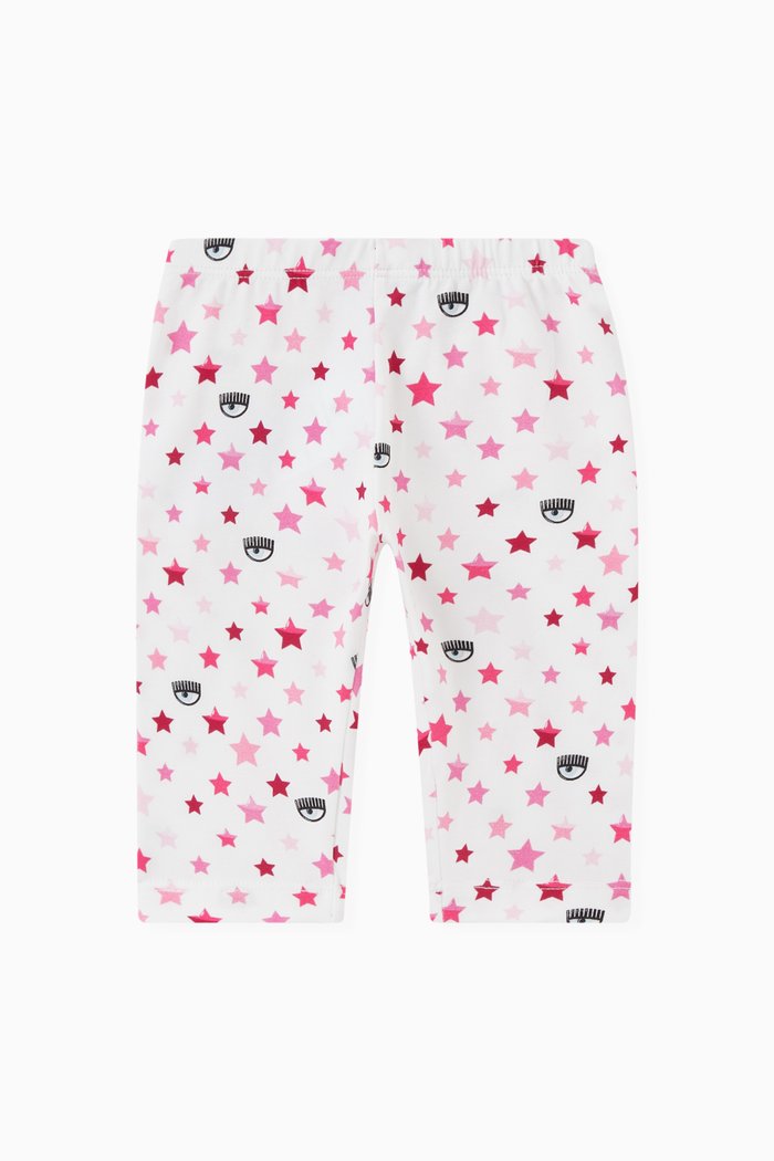 

Rainbow Eyes & Stars Leggings in Cotton Jersey, White