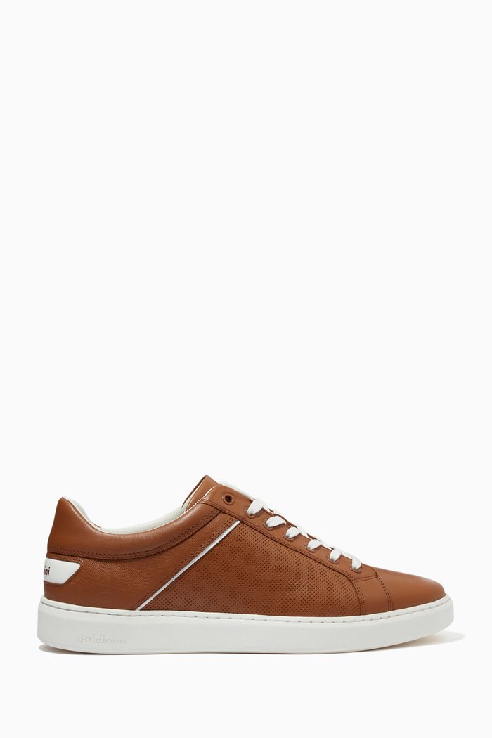 

Low Top Trainers in Leather, Brown