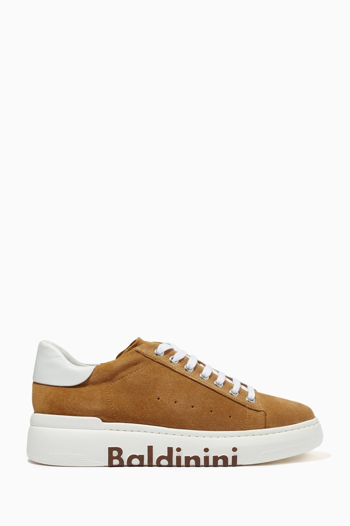 

Split Sneakers in Leather & Suede, Brown