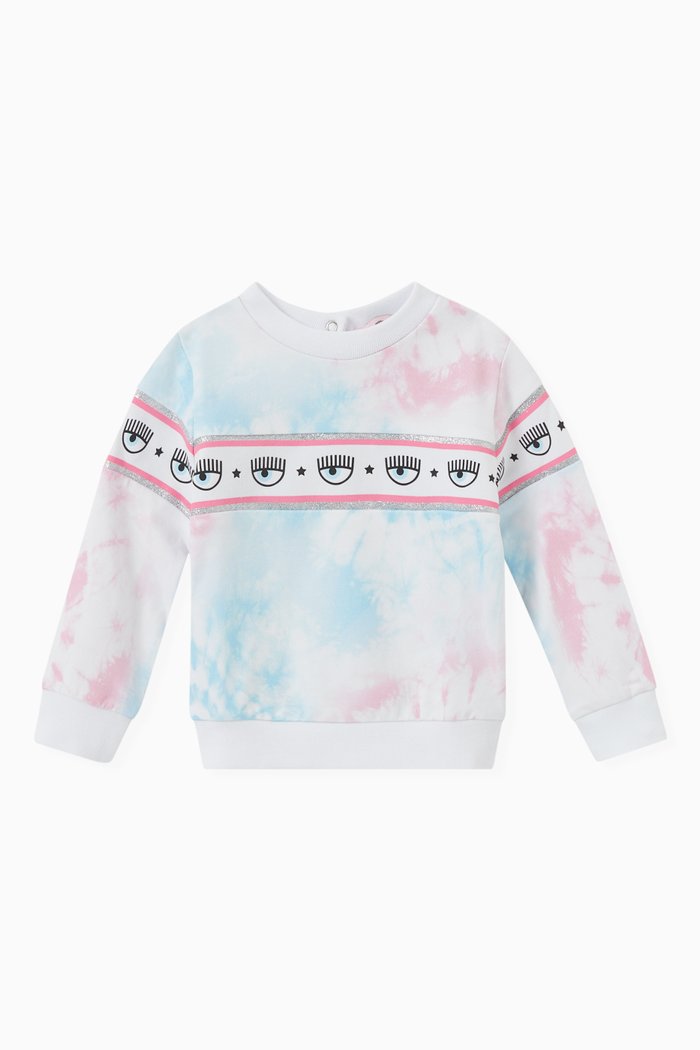 

Maxi Logomania Sweatshirt in Tie-dye Cotton Terry, Blue