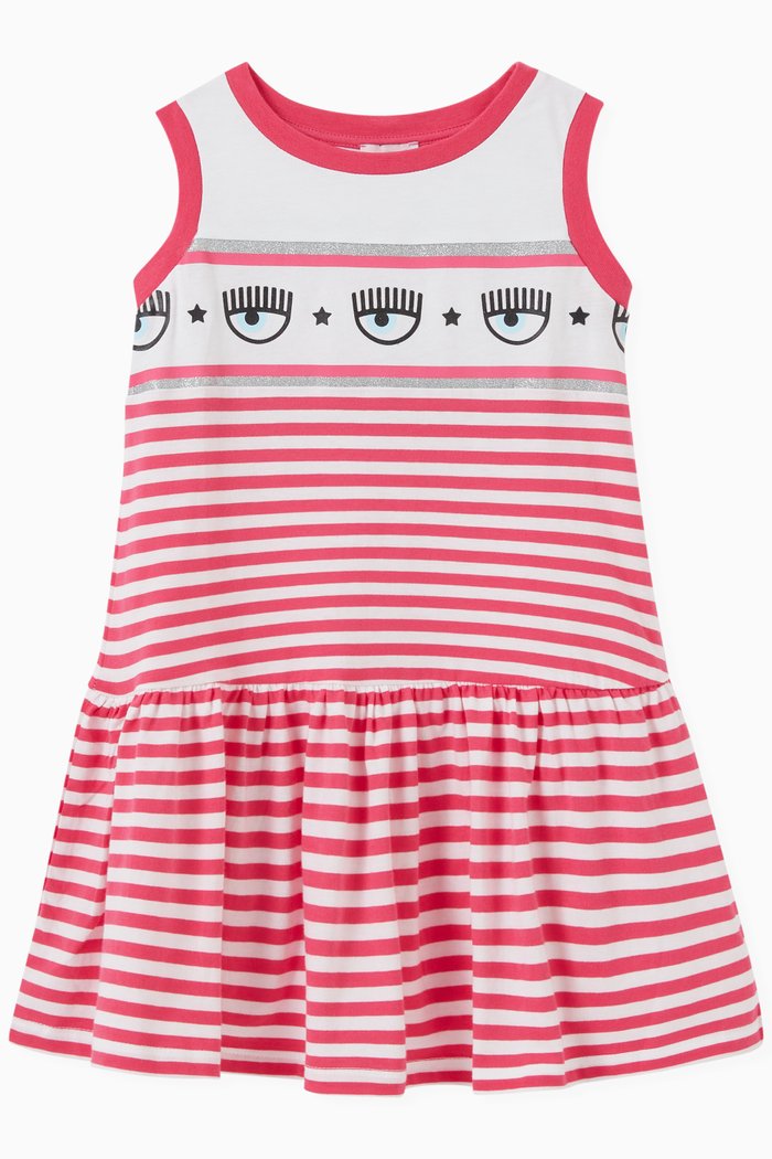 

Maxilogomania Striped Dress in Cotton Jersey, Pink