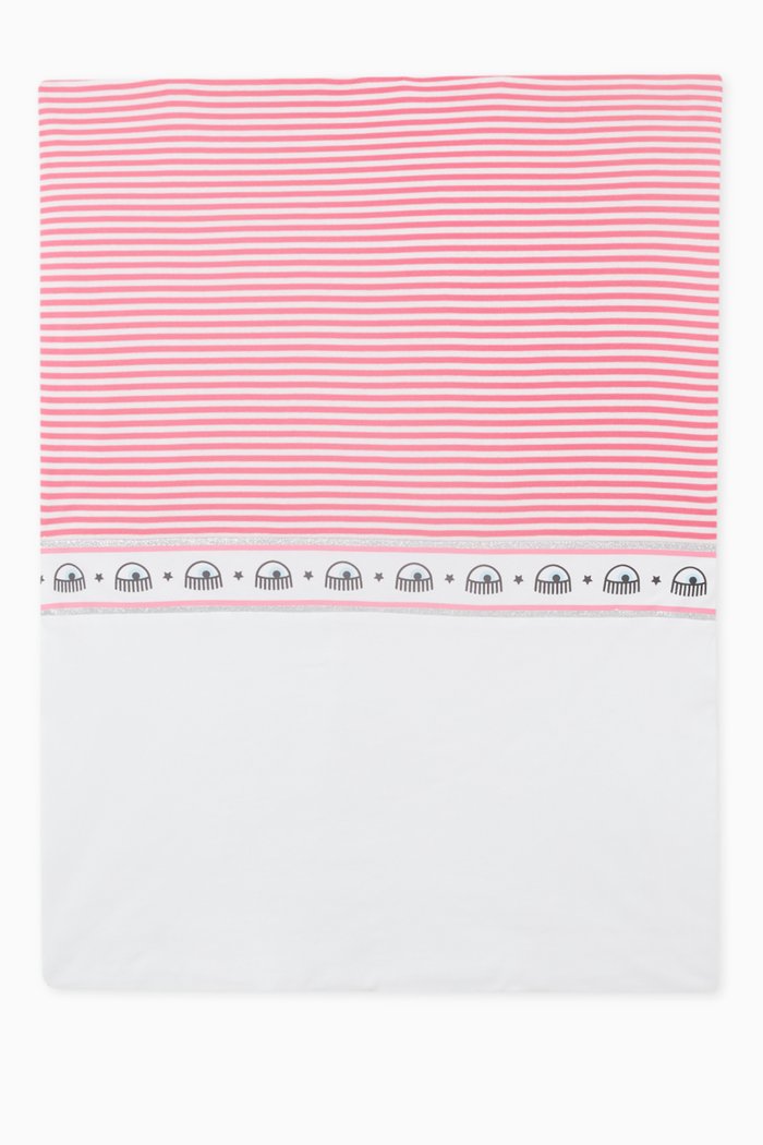 

Striped Blanket in Cotton, White