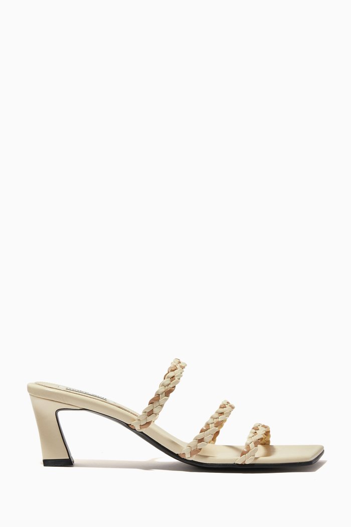 

French Braid Mules in Leather, Neutral