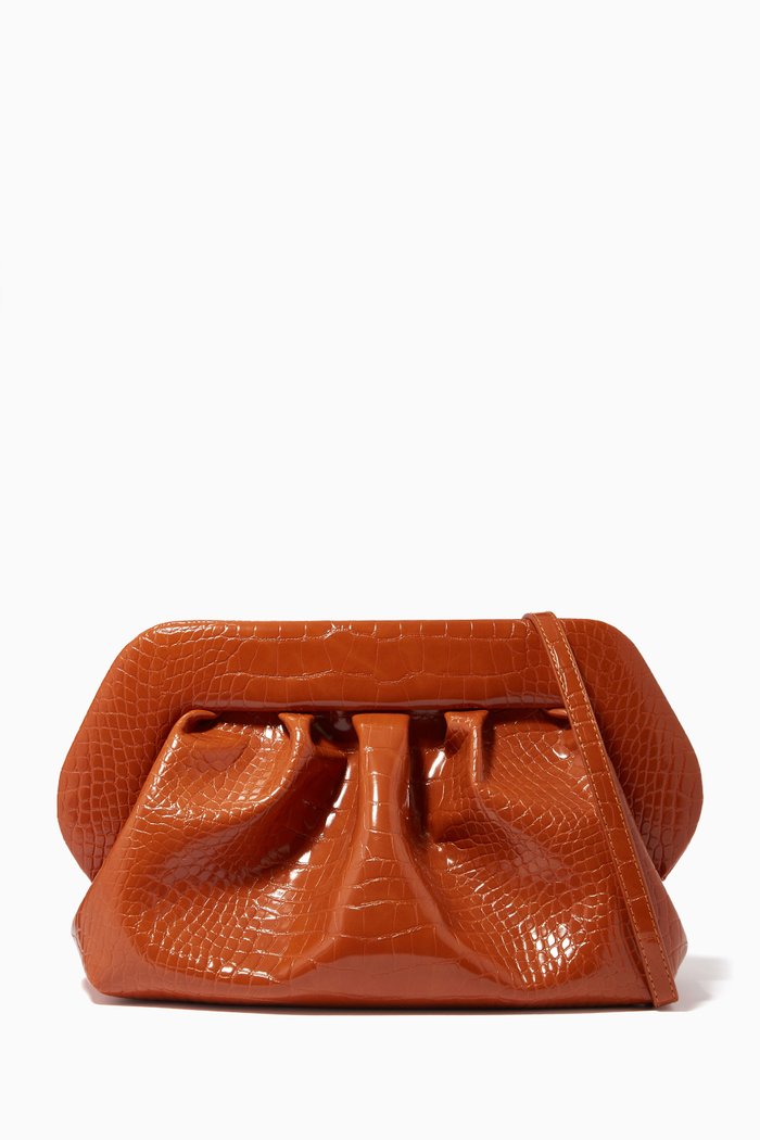 

Bios Pouch in Croc-Embossed Vegan Leather, Brown