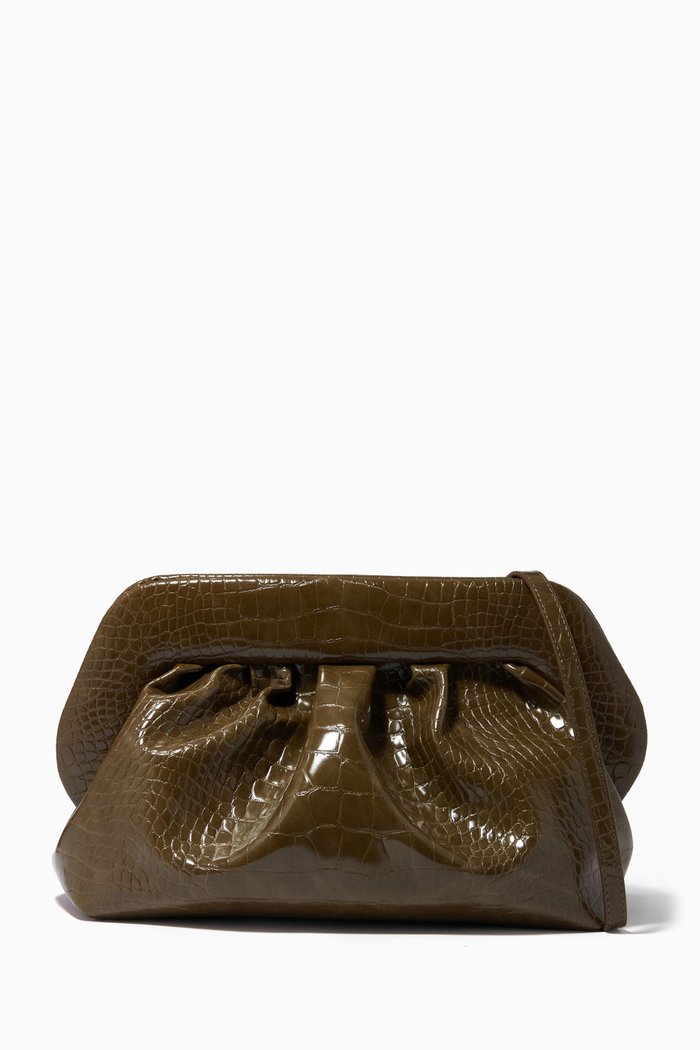 

Bios Pouch in Croc-Embossed Vegan Leather, Green