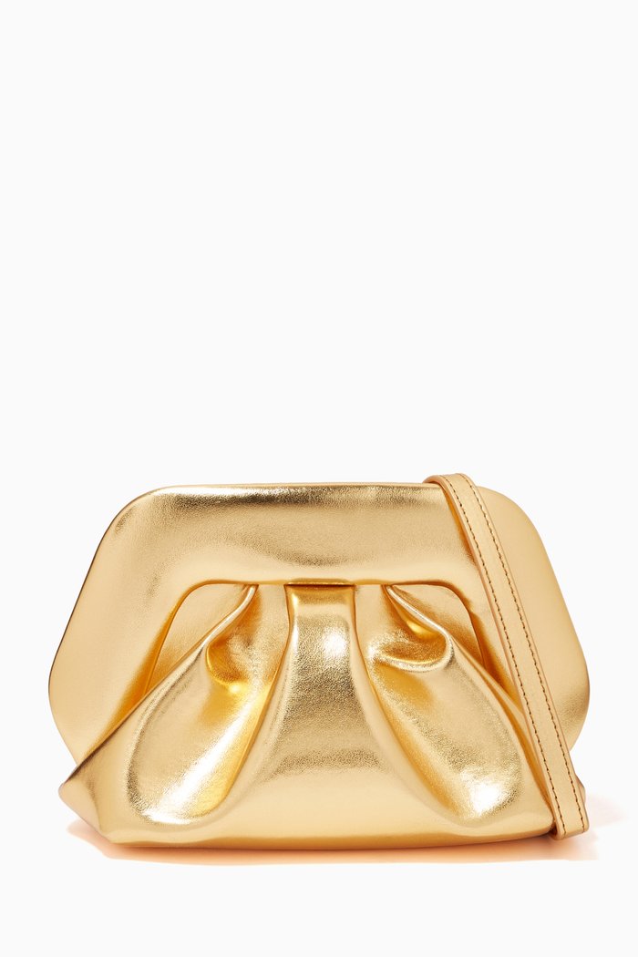

Gea Mini Clutch in Laminated Vegan Nappa, Gold