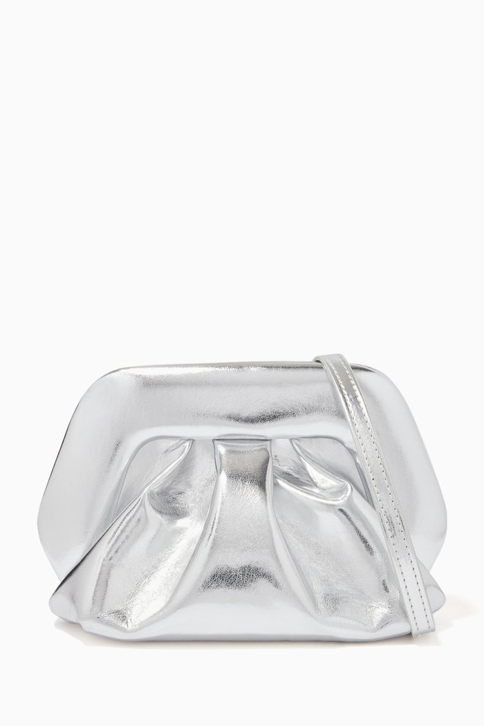 Gea Clutch in Laminated Vegan Nappa, Silver