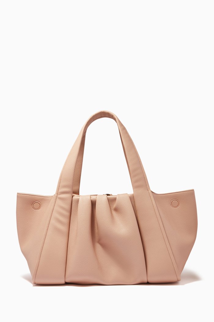 Irida Tote Bag in Grained Vegan Leather, Pink