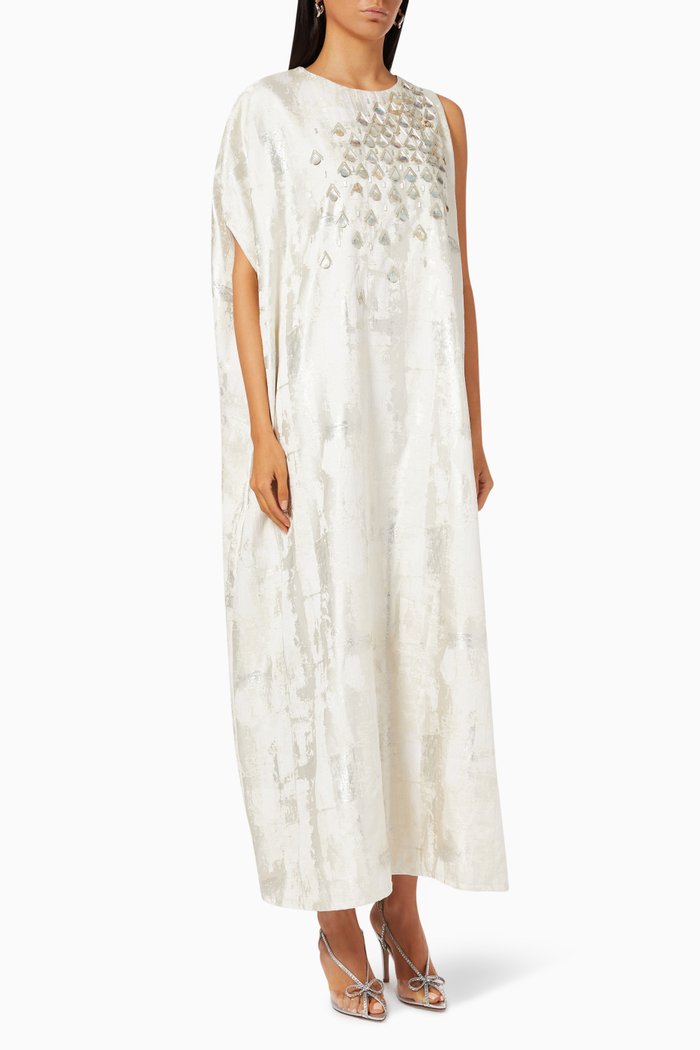 

Beaded Dress in Jacquard, White