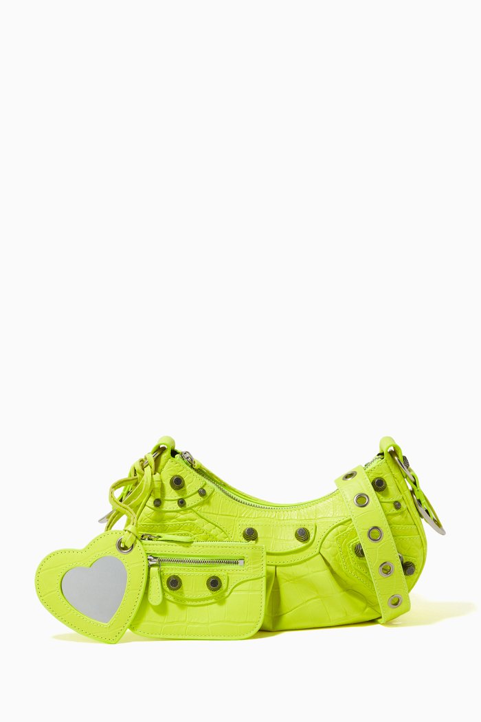 

Le Cagole XS Shoulder Bag in Croc-embossed Calfskin, Yellow