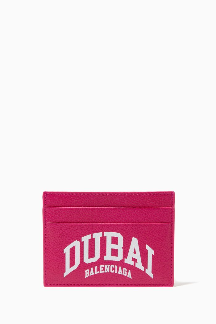 

Dubai Cash Card Holder in Grained Calfskin, Pink
