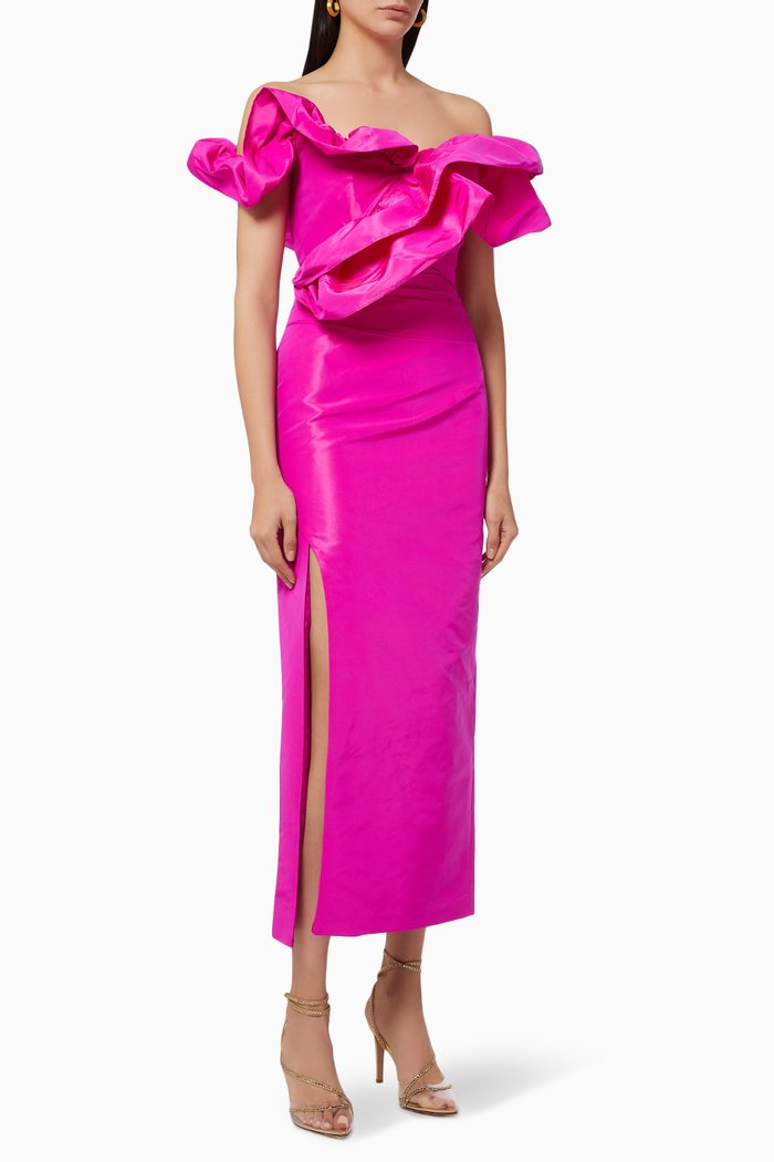 

Fille Triste Ruffle Midi Dress, Pink