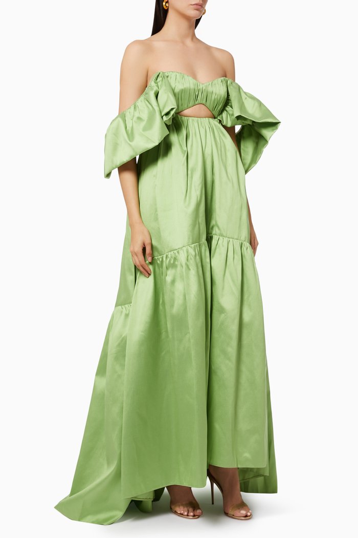 

Foret Dense Cut-out Gown, Green