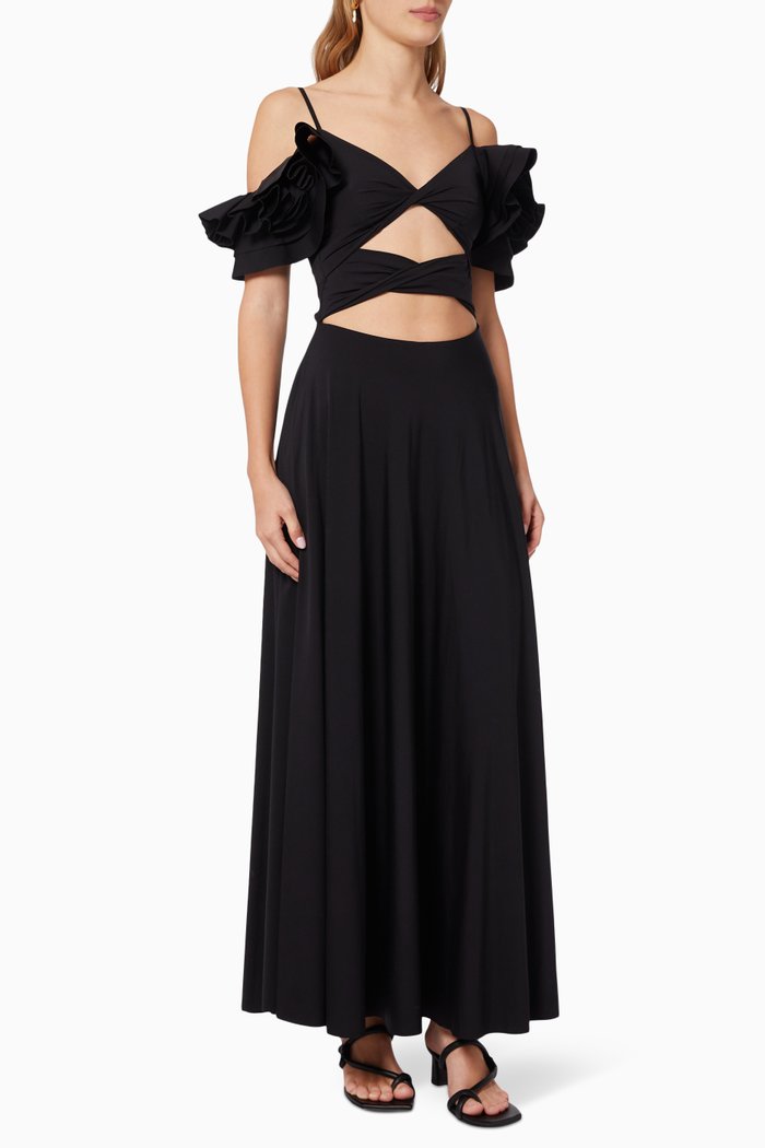 

Calamari Cut Out Dress in Lycra, Black