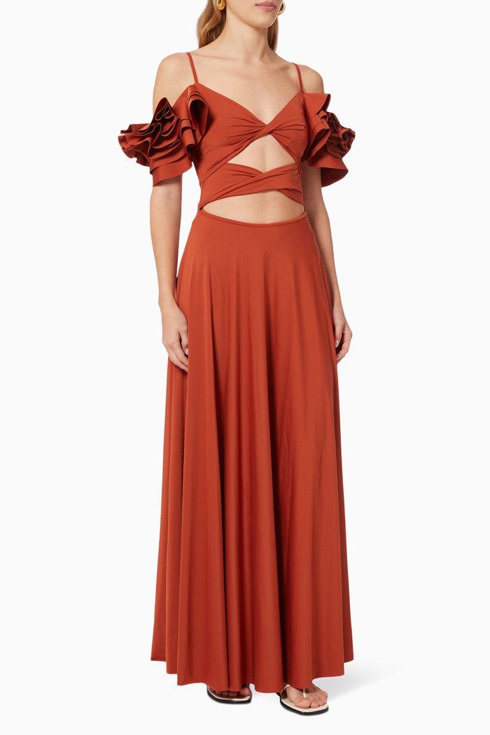 

Calamari Cut Out Dress in Lycra, Orange