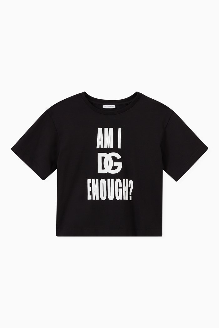 

Slogan Print T-Shirt in Jersey, Black