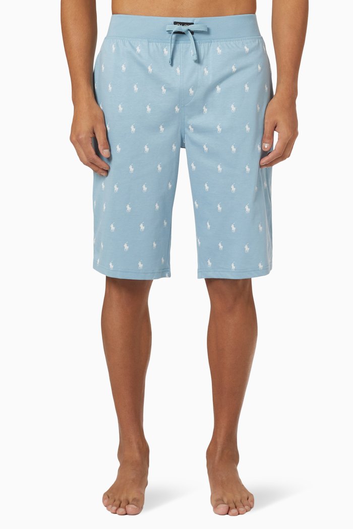 

Signature Pony Sleep Slim Shorts in Cotton Jersey, Blue