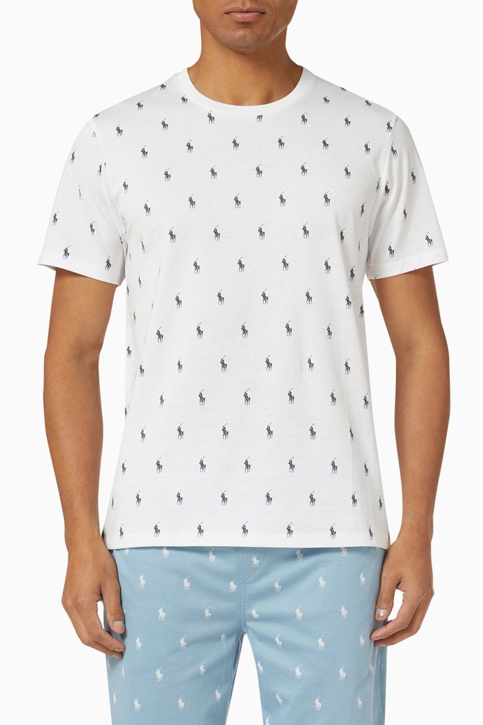 

Signature Pony Print Sleep T-shirt in Cotton Jersey, White