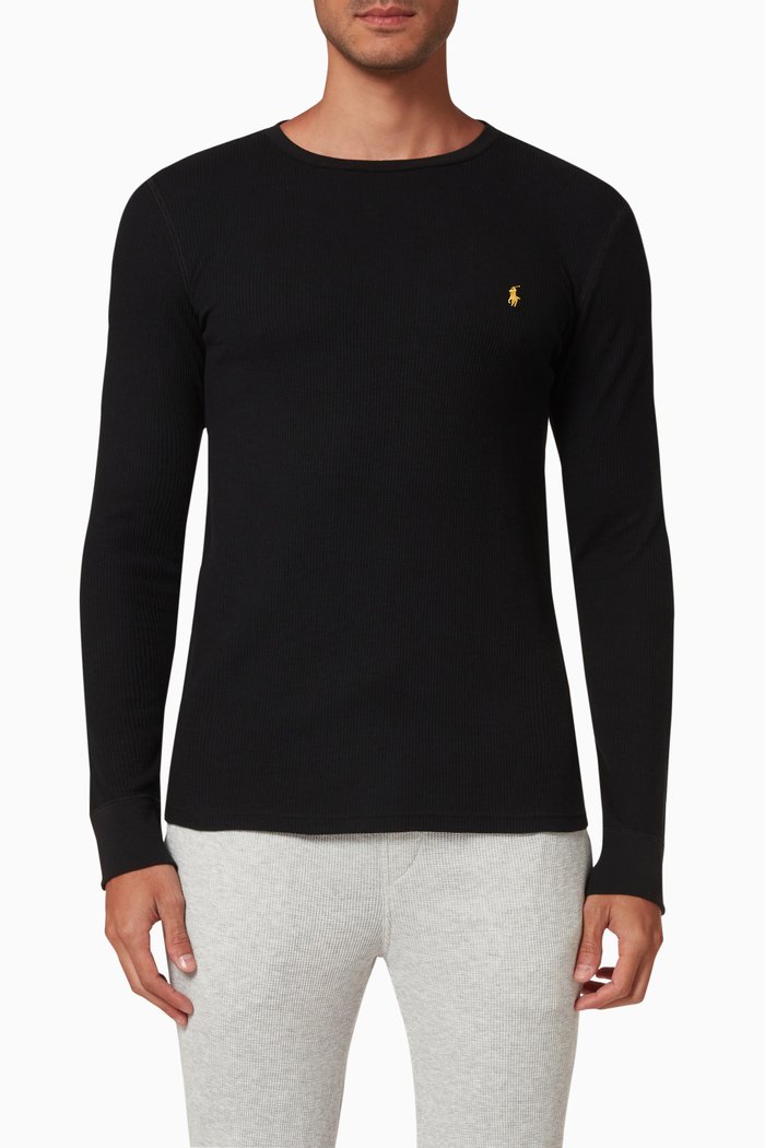 

Slim Fit Sleep T-shirt in Cotton Knit, Black