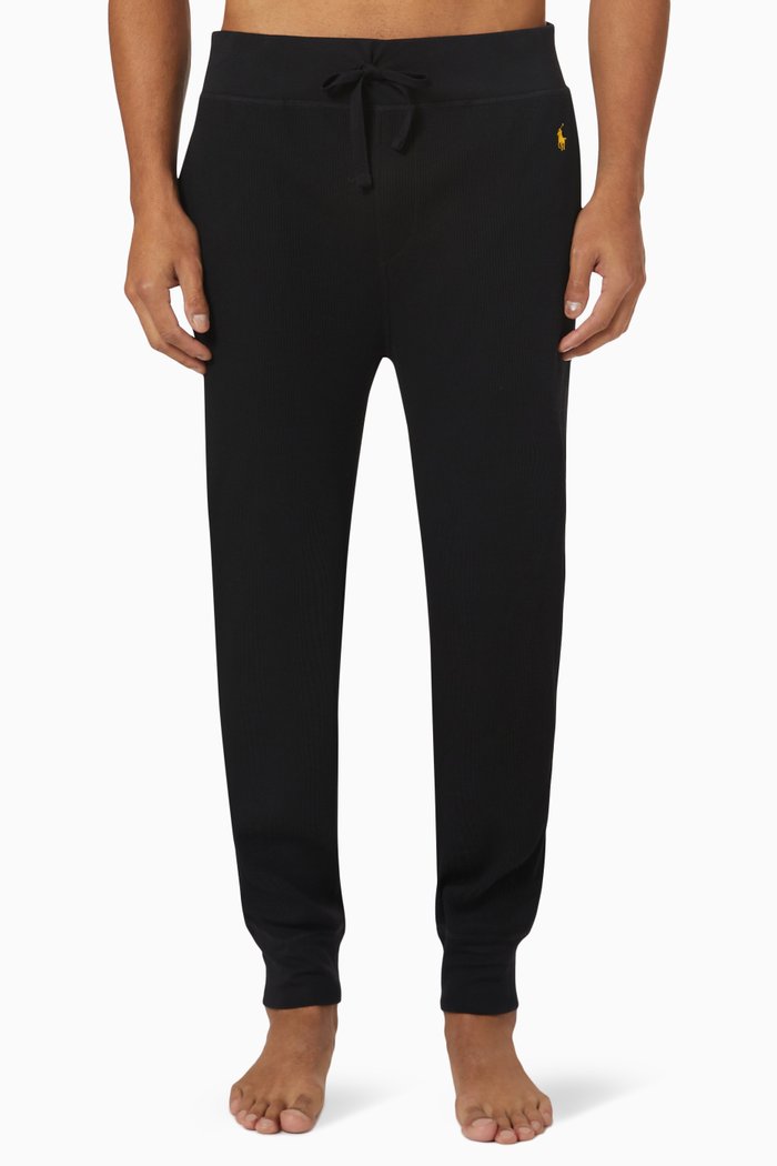 

Slim Fit Sleep Joggers in Cotton Knit, Black