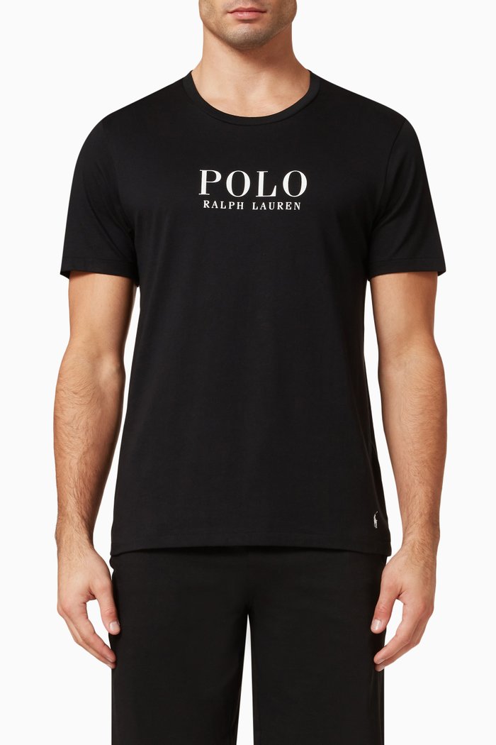 

Logo Print Sleep T-shirt in Cotton Jersey, Black