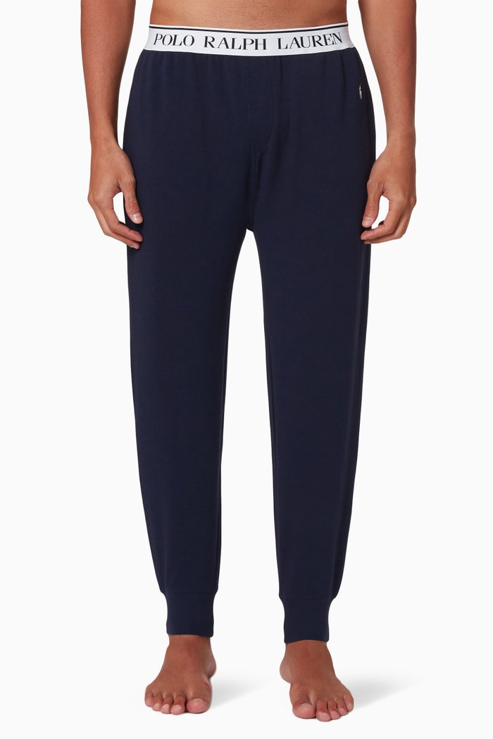 

Sleep Jogger Pants in Cotton Jersey, Blue
