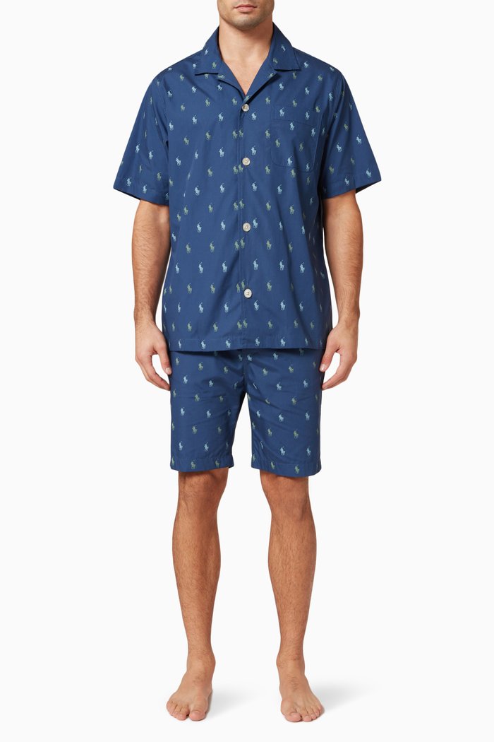 

Signature Pony Sleepwear Set in Cotton, Blue