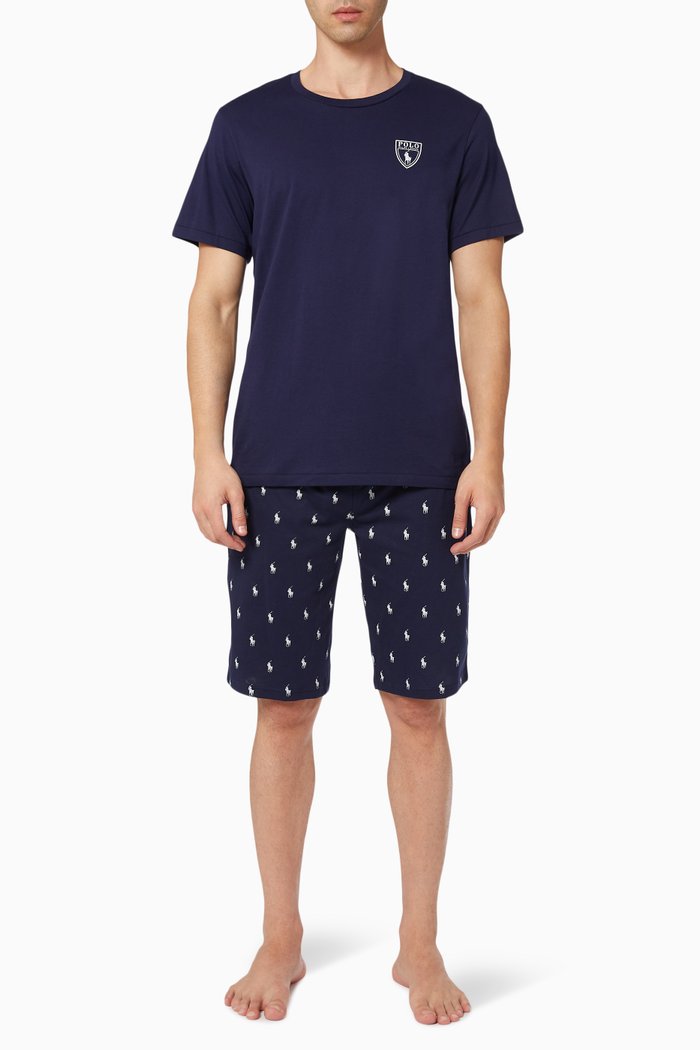 

PJ Shorts Set in Cotton Jersey, Blue