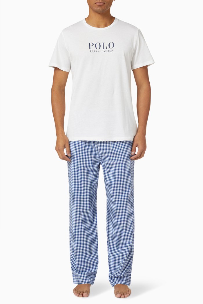 

PJ Pants Set in Cotton Jersey, Blue