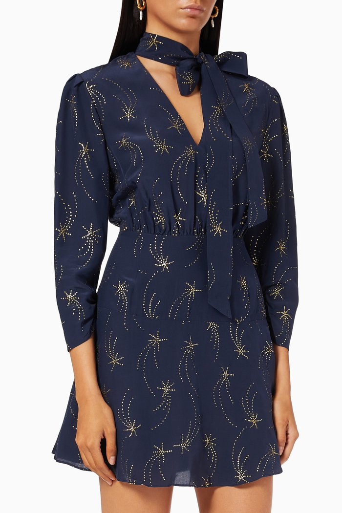 

Lilian Mini Dress in Silk, Blue