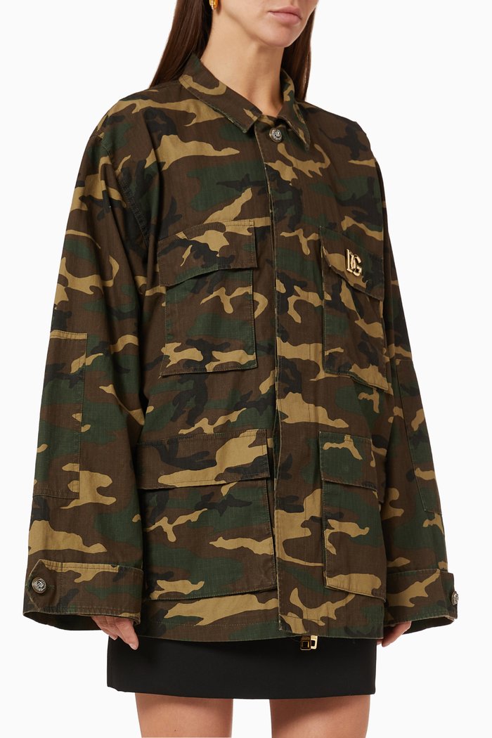 

Camouflage Safari Jacket in Cotton, Green