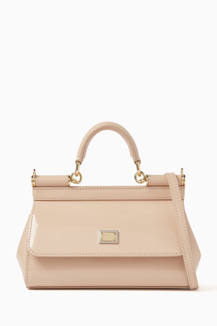 

Small East West Sicily Top-handle Bag in Patent-leather, Pink