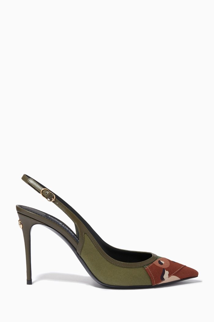 

Cardinale Slingback Pumps in Cotton Canvas, Green