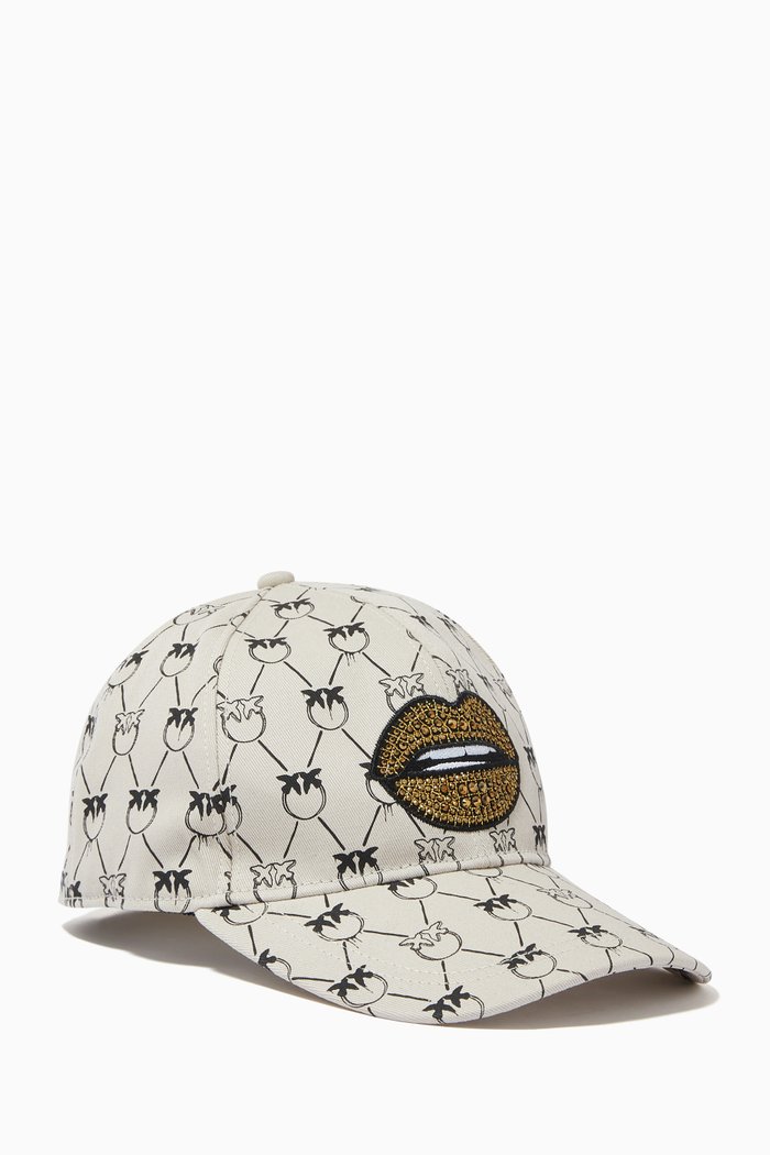 

Shiny Kiss Baseball Cap in Cotton, White