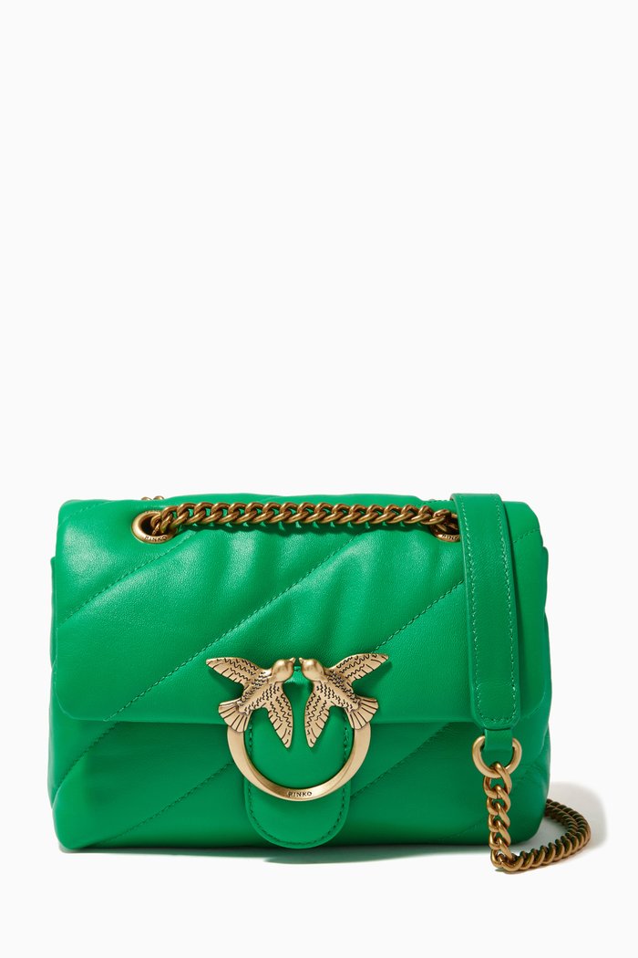 

Classic Love Mini Puff Maxi Quilt Bag in Leather, Black