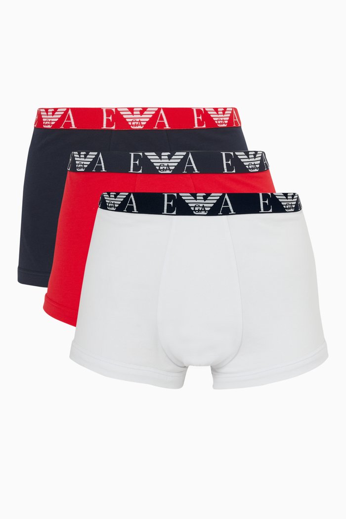 

EA Logo Tape Boxer Briefs in Stretch Jersey, Set of 3, Multicolour
