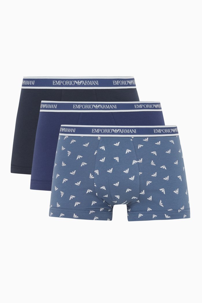 

EA Logo Tape Trunks in Stretch Jersey, Set of 3, Multicolour