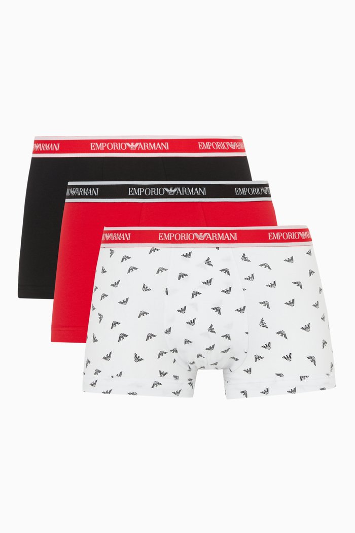 

EA Logo Tape Trunks in Stretch Jersey, Set of 3, Multicolour