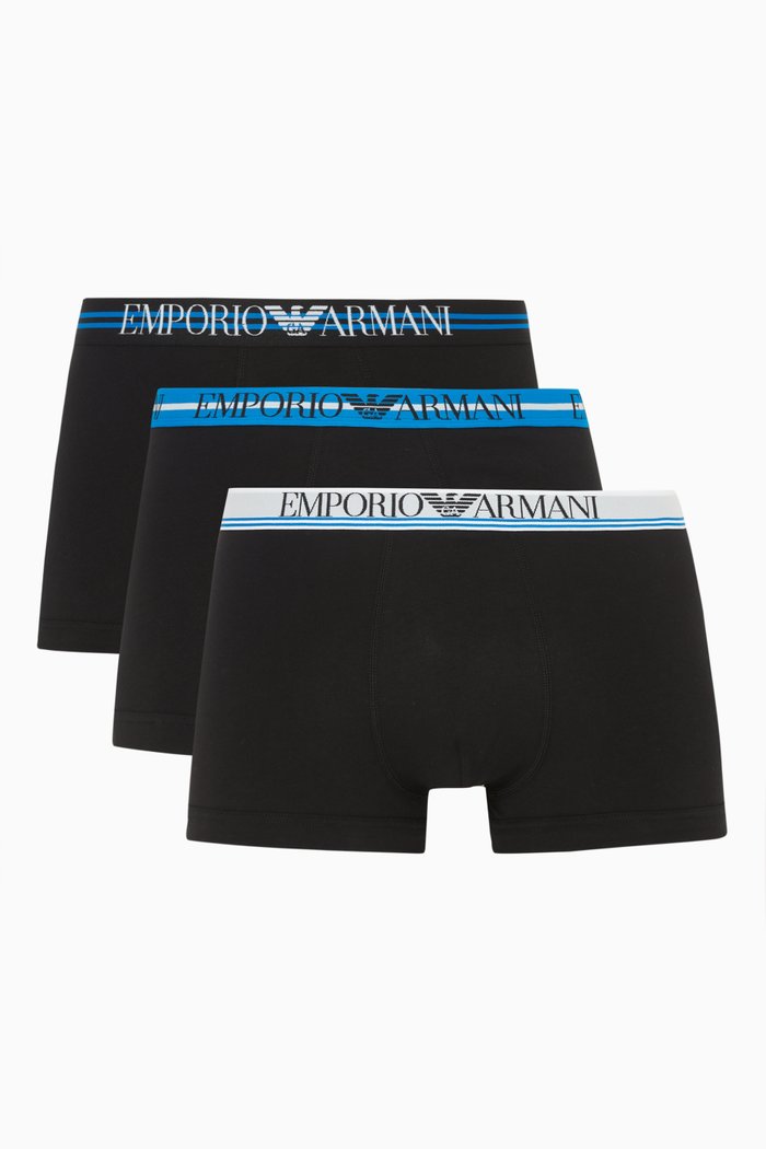 

EA Logo Tape Trunks in Stretch Jersey, Set of 3, Black