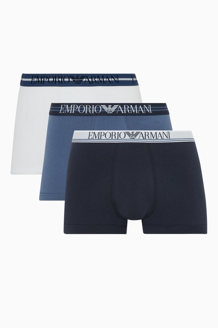 

EA Logo Tape Trunks in Stretch Jersey, Set of 3, Multicolour