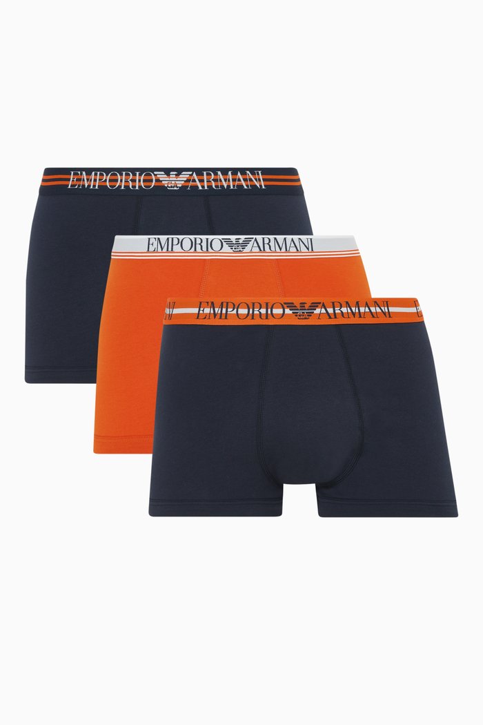 

EA Logo Tape Trunks in Stretch Jersey, Set of 3, Multicolour