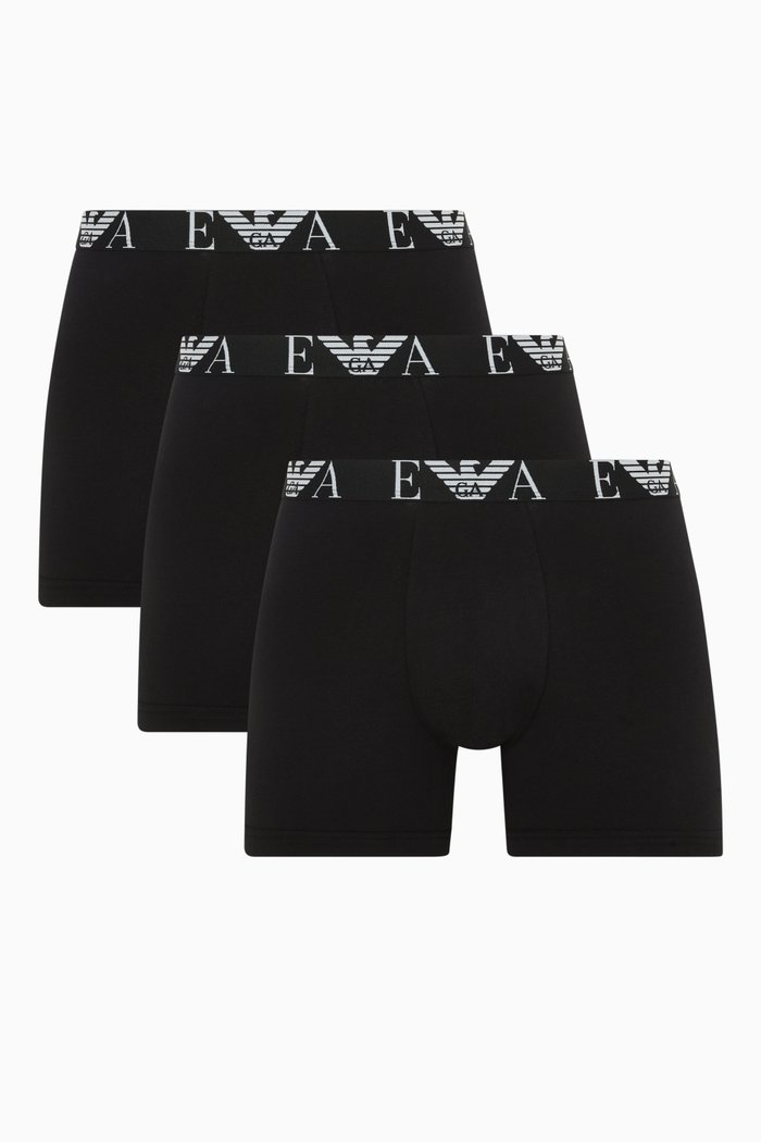 

EA Logo Tape Trunks in Stretch Jersey, Set of 3, Black