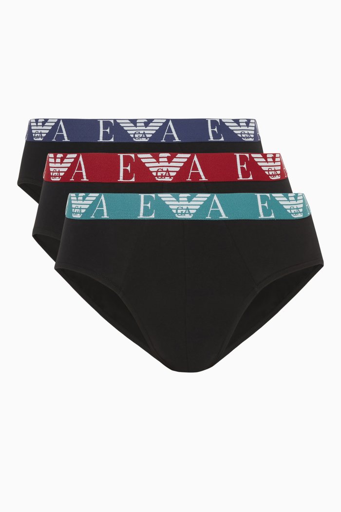 

EA Logo Tape Trunks in Stretch Jersey, Set of 3, Black