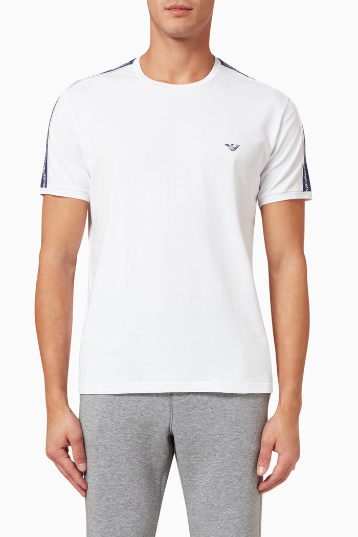 EA Logo Tape T-shirt in Jersey, White