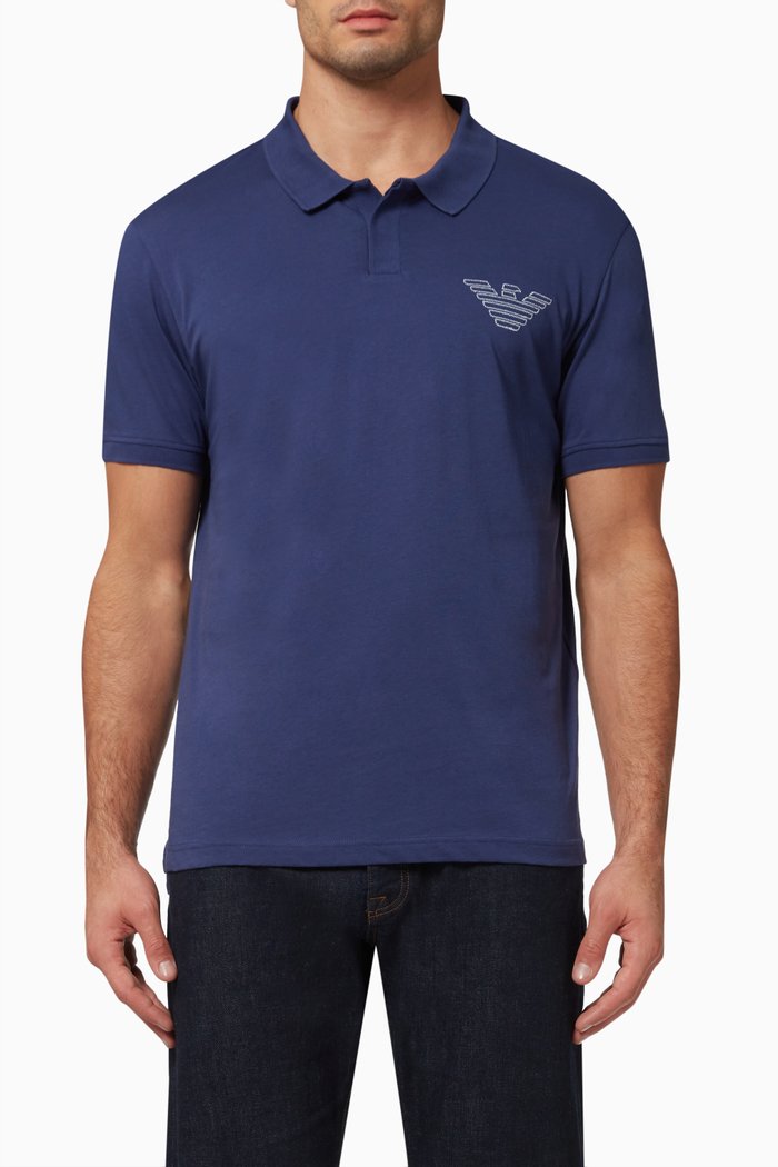 

Polo Shirt in Cotton Piqué, Blue