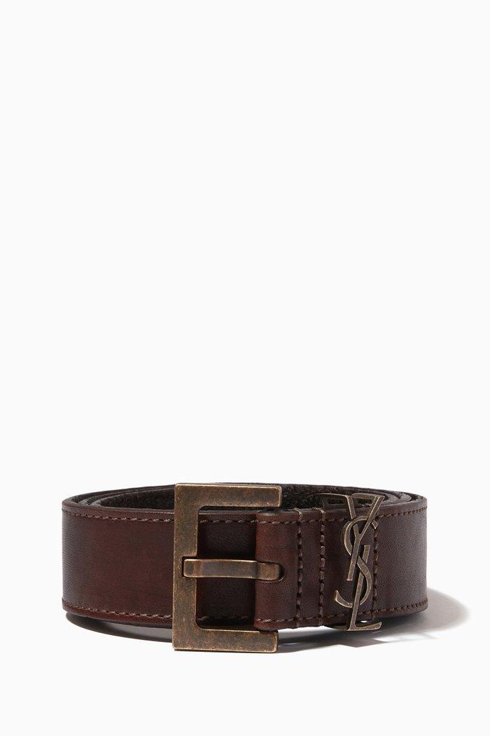 

Cassandre Thin Belt in Shiny Leather, Brown