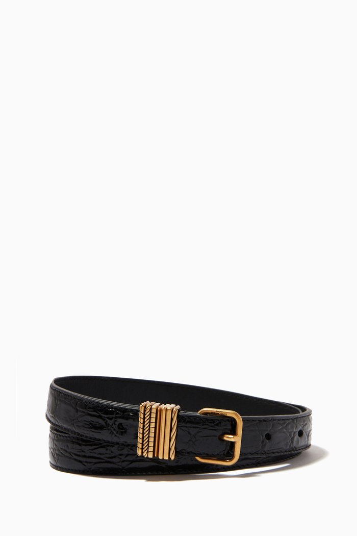 

Hublot Loop Belt in Crocodile-embossed Leather, Black